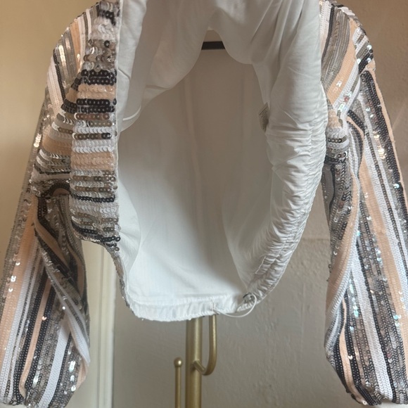 Anthropologie Raga Lunar Half-Zip Sequin Track Jacket w/Cinch Waist - Size Small - Picture 15 of 15